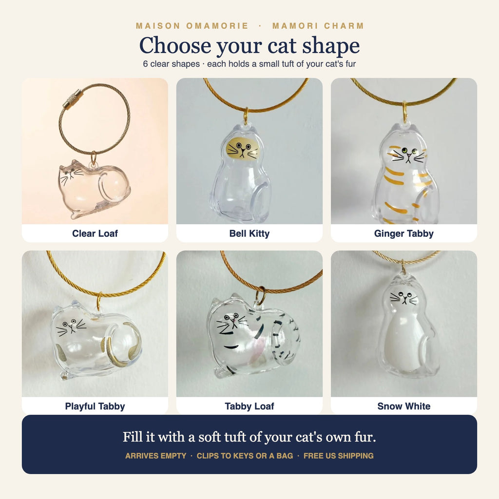 All 6 Mamori Charm cat shapes with their names